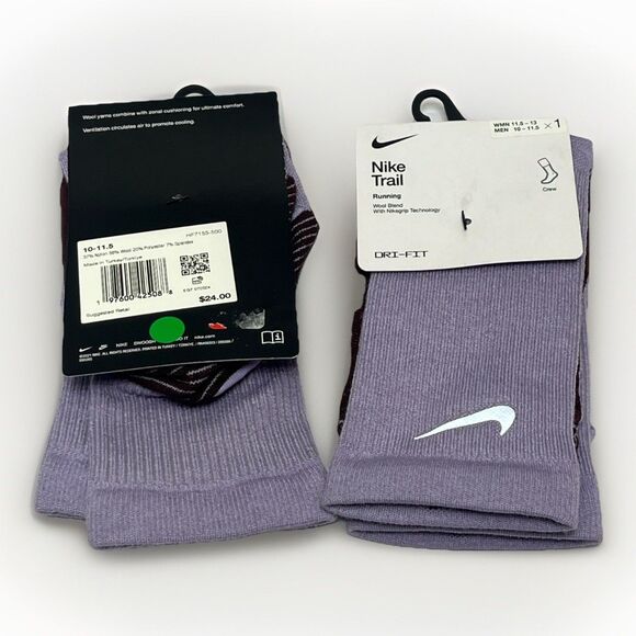 2 Nike Trail Running Wool Blend Dri-Fit Ankle Socks HF7155 500 M 8-9.5 /W 9.5-11 - Picture 1 of 3